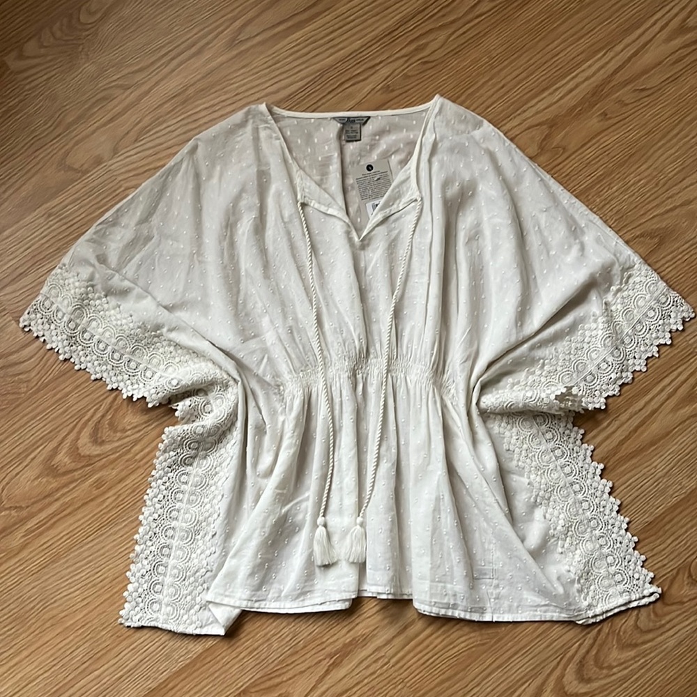 GH Bass & Co Crocheted Poncho Blouse
